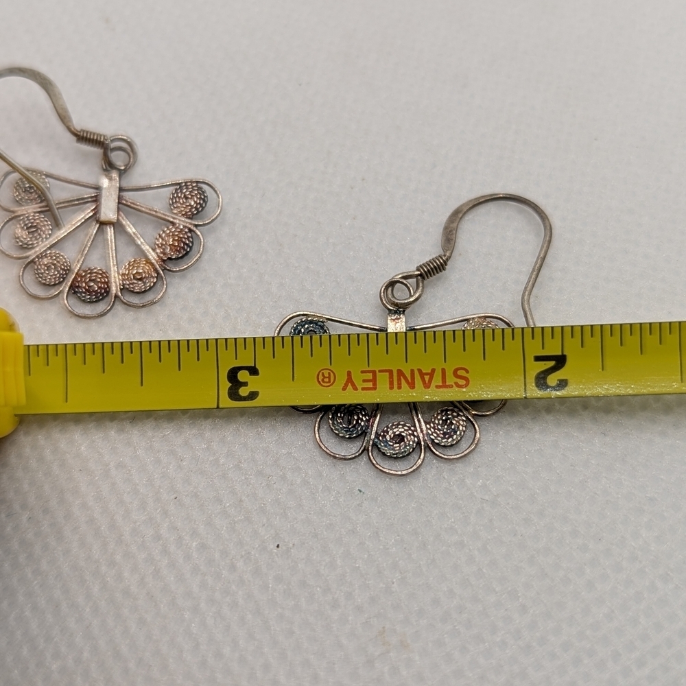 Silver Fan-Shaped Earrings - Picture 3 of 3